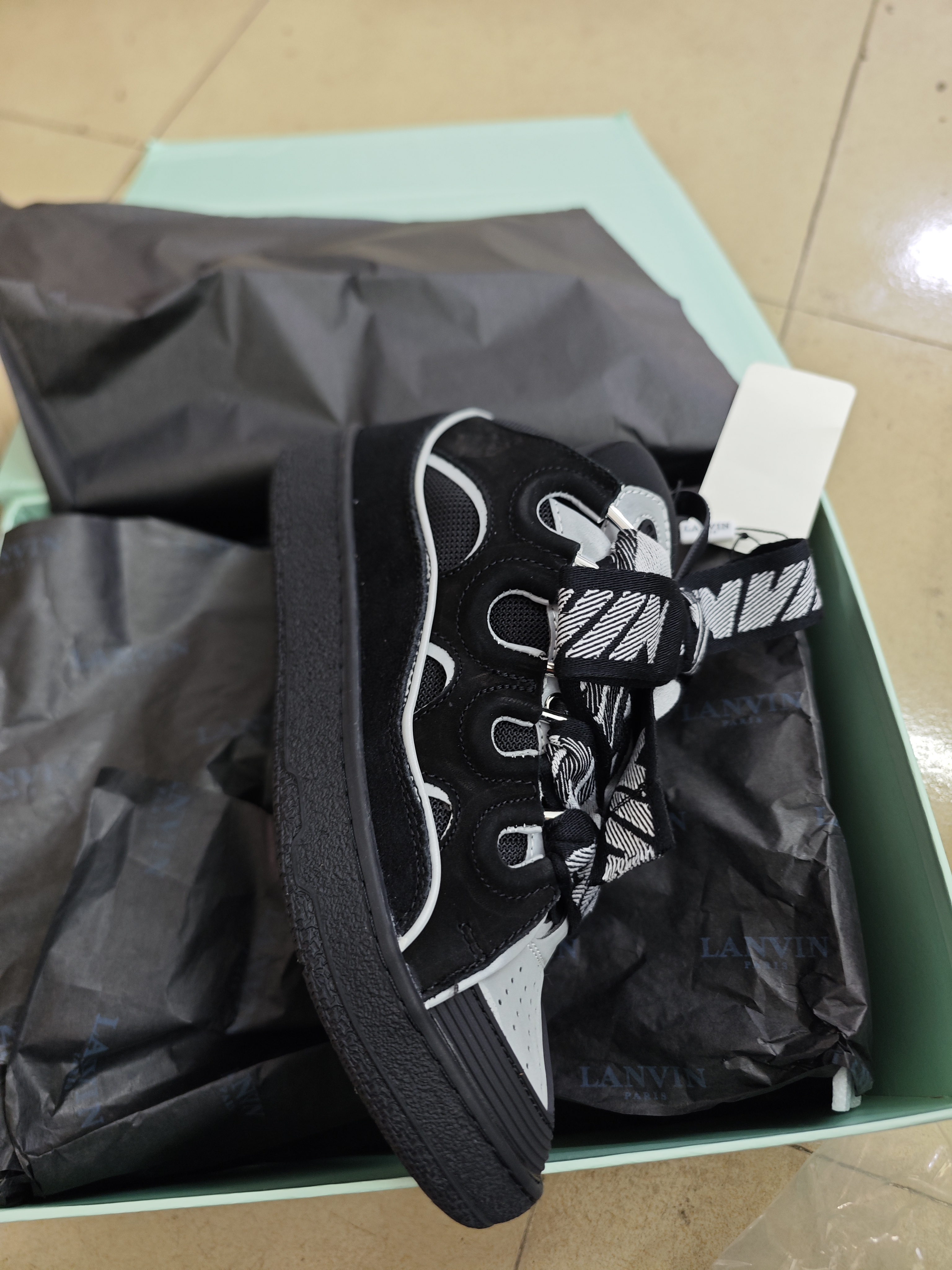 【Top PK God Batch】Lanvin Curb Sneaker Black Grey FM-SKRK11-REFL-P2210 review iPO 01
