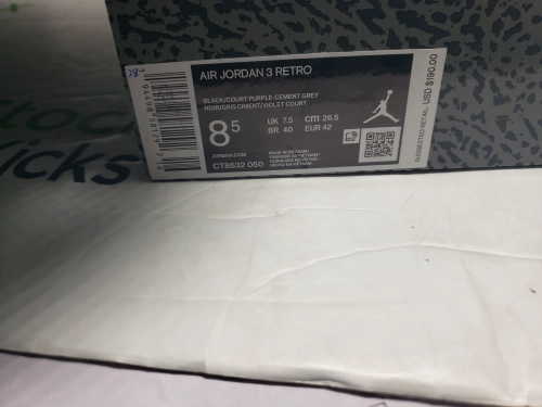 PK God Batch Air Jordan 3 RetroBlack Court Purple CT8532-050 review 