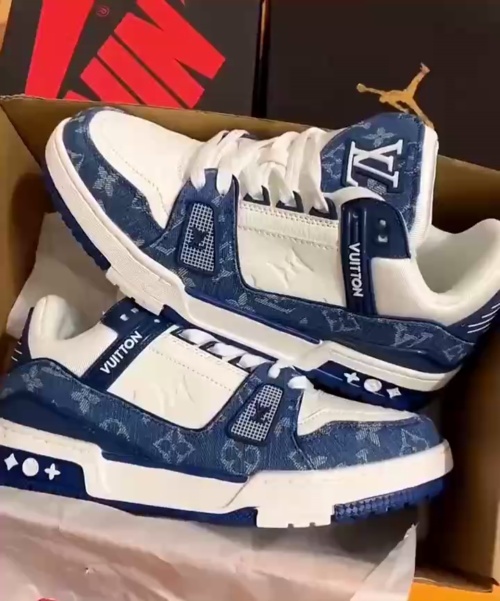 Louis Vuitton LV Trainer Monogram Denim White Blue FD0291 review 