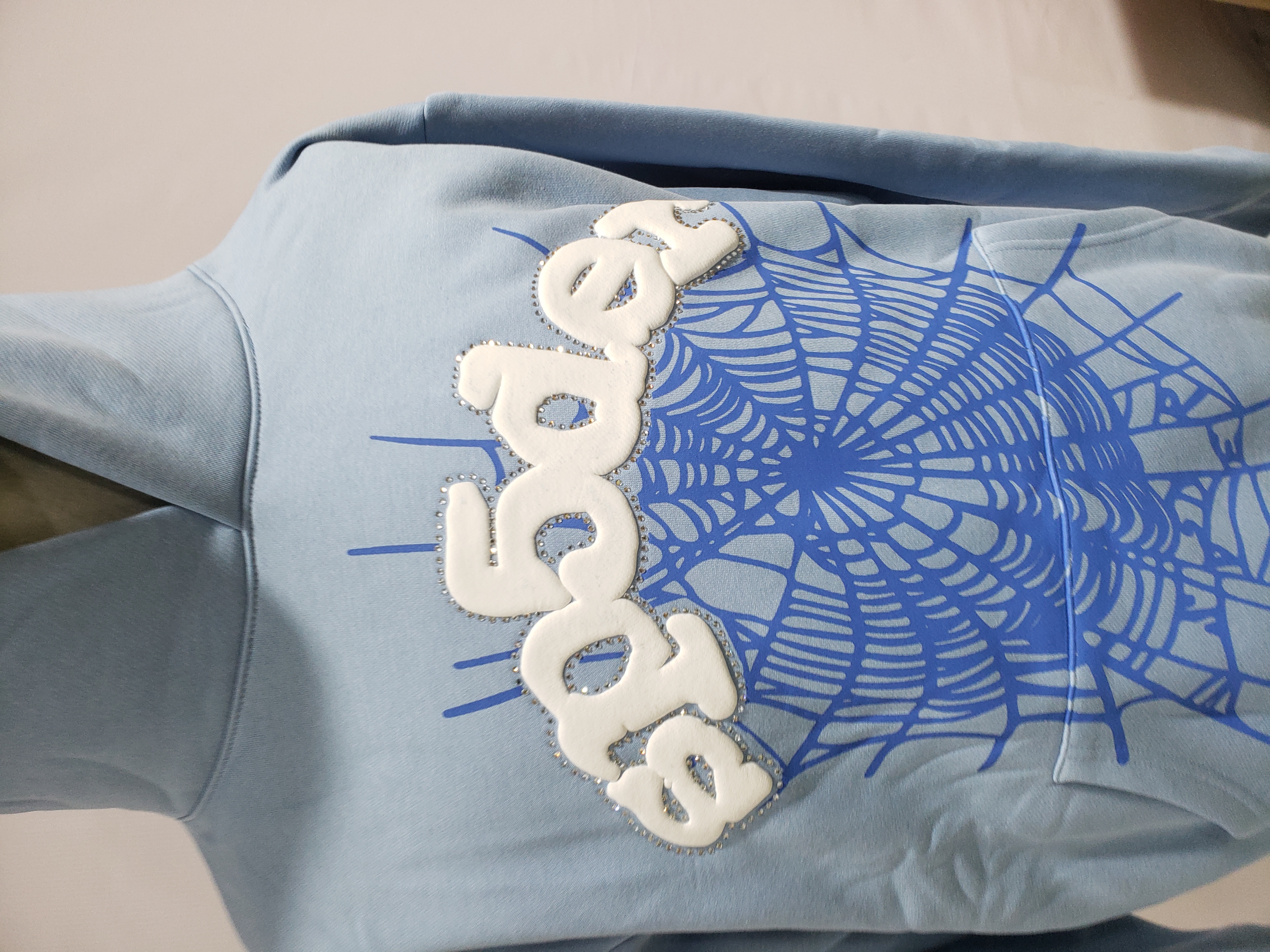 Sp5der Web Hoodie Blue review Stockxkicksvip 01