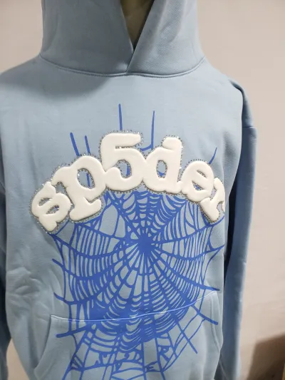 Sp5der Web Hoodie Blue review Stockxkicksvip 01
