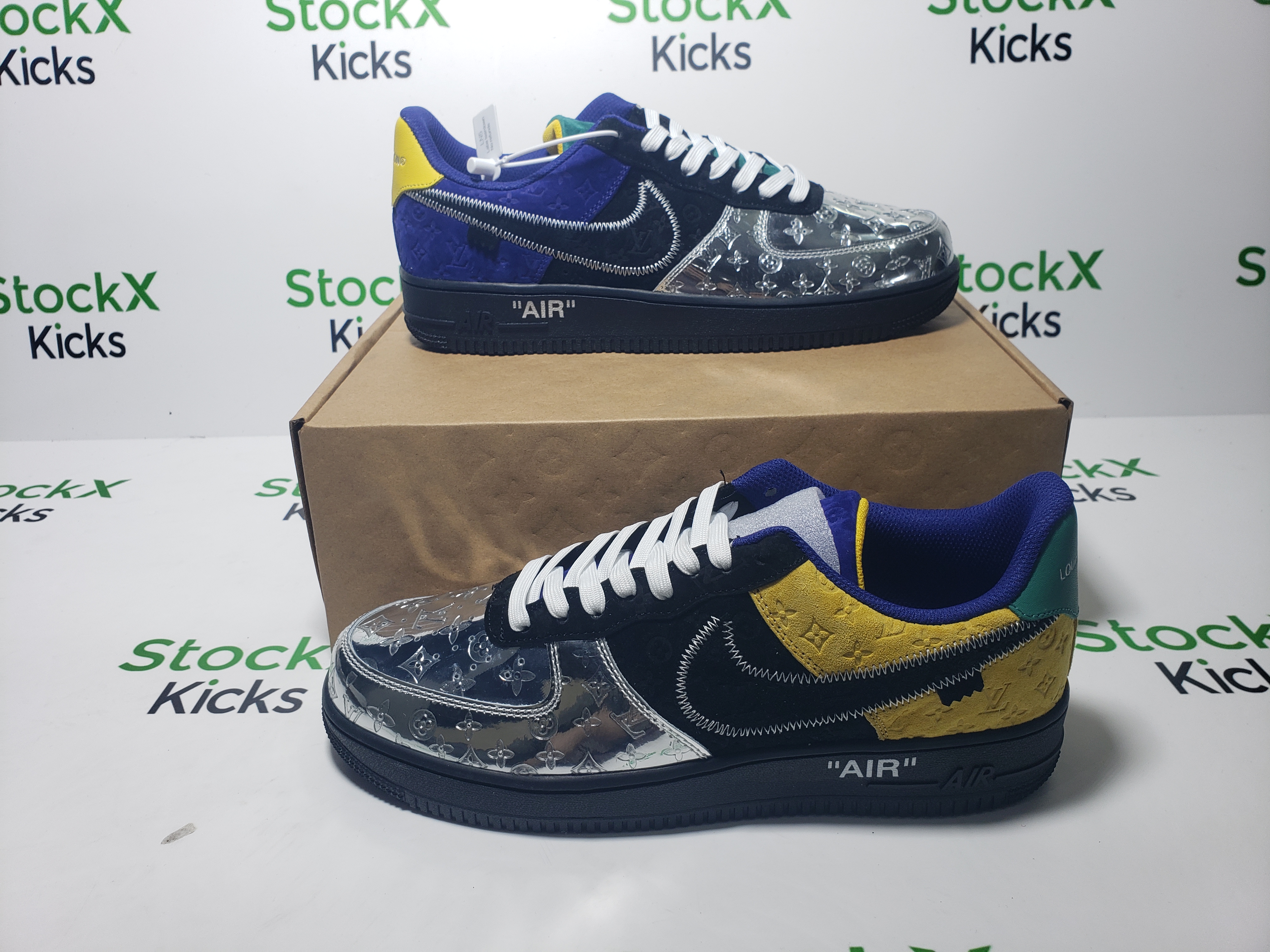 Louis Vuitton Nike Air Force 1 Low By Virgil Abloh Black Metallic Silver 1A9VCH review Stockxkicksvip 04