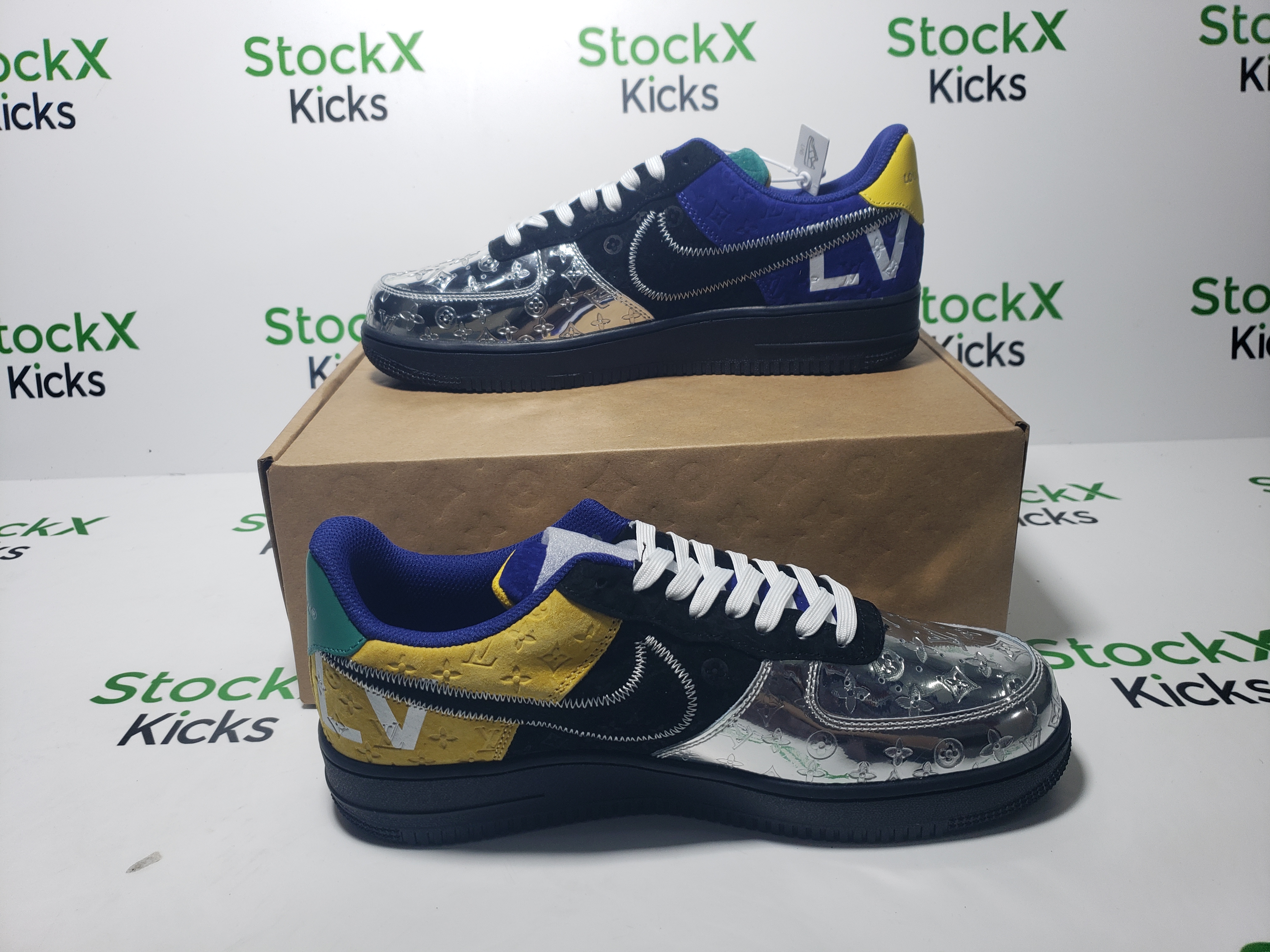 Louis Vuitton Nike Air Force 1 Low By Virgil Abloh Black Metallic Silver 1A9VCH review Stockxkicksvip 03