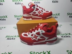 Louis Vuitton Skate Sneaker Leather lace up Fashionable Board Shoes Red 51BCOLRB review Stockxkicksvip 05