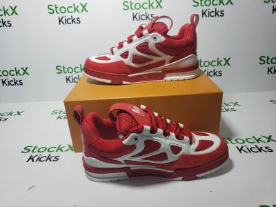 Louis Vuitton Skate Sneaker Leather lace up Fashionable Board Shoes Red 51BCOLRB review Stockxkicksvip 03
