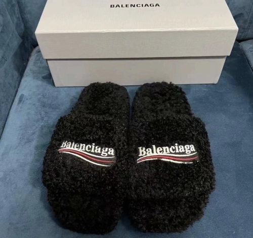 【Top PK God Batch】Balenciaga Black Furry Slides review 