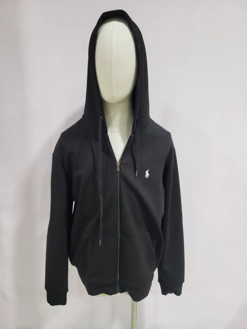 Polo Ralph Lauren Men's Double Knit Full-Zip Hoodie Sweatshirt Black and Red review 