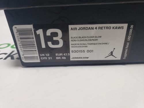 PK God Batch Air Jordan 4 Retro Kaws Black 930155-001 review 