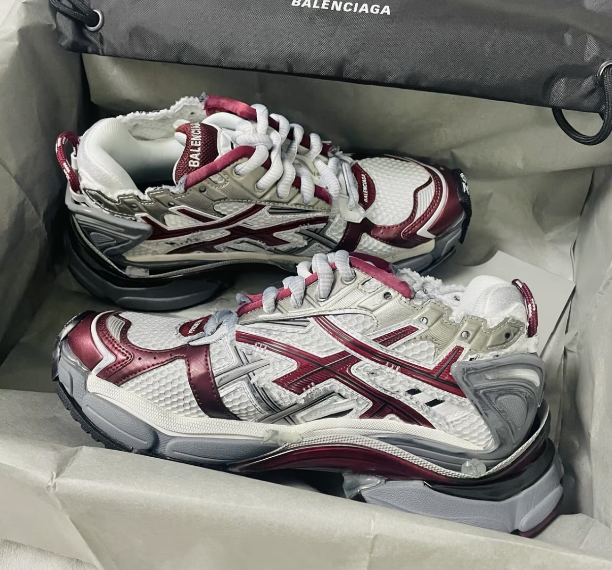 Balenciaga Runner Sneaker White Wine Red 677403 W3RB3 9069 review Trudy Escalona