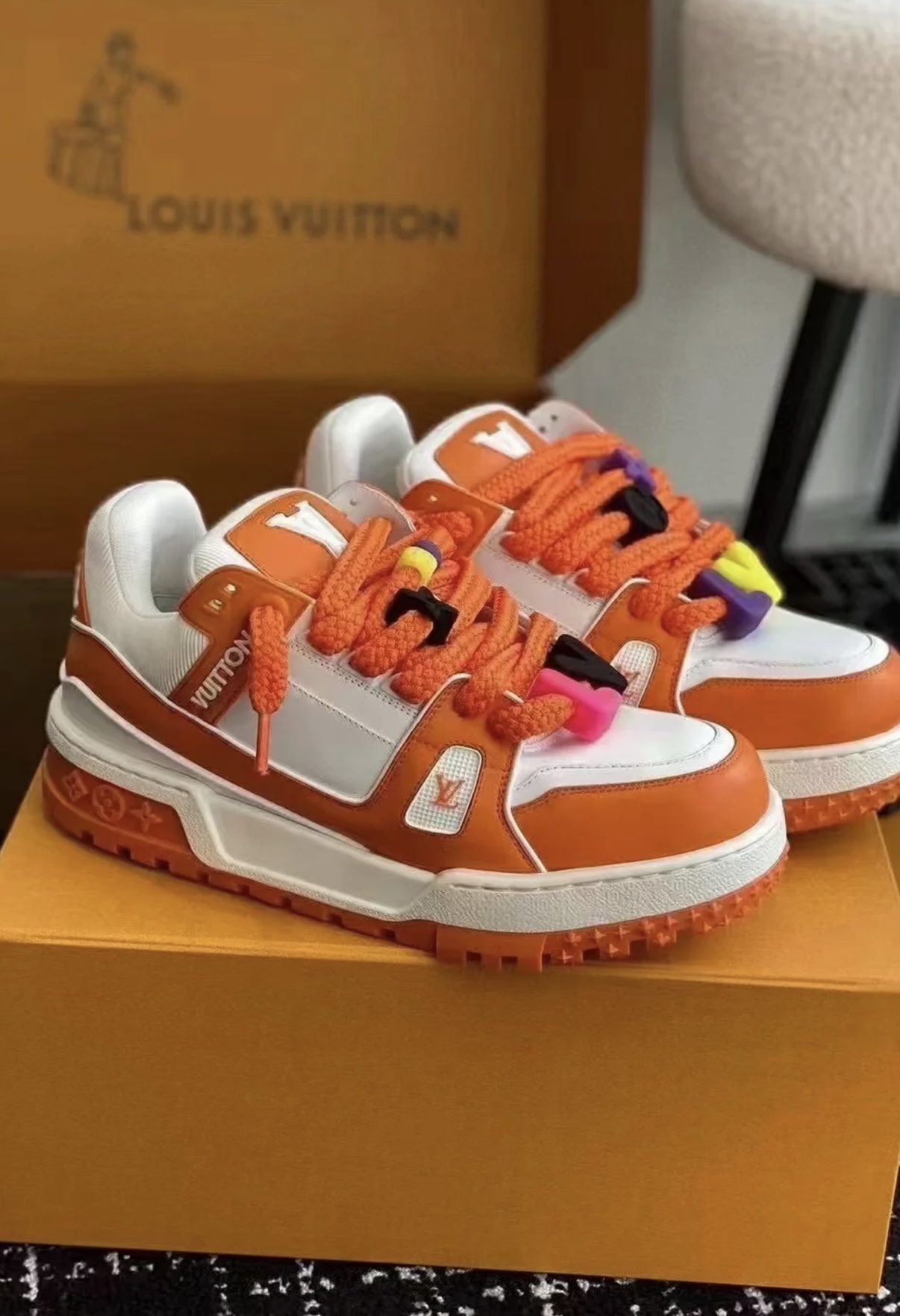 Louis Vuitton Trainer White Orange 1AB8SZ review Adrian Origoni