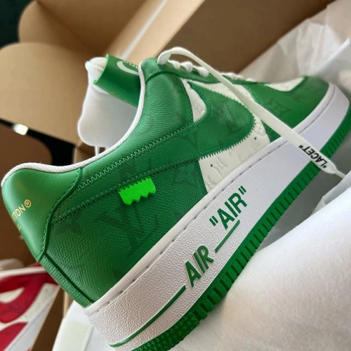 Louis Vuitton x Nike Air Force 1 White Green 7108-6 review 