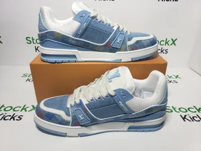 LV Trainer Sneaker Light Blue Grid 1AHCYA review Stockxkicks 06