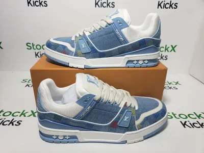 LV Trainer Sneaker Light Blue Grid 1AHCYA review Stockxkicks 05
