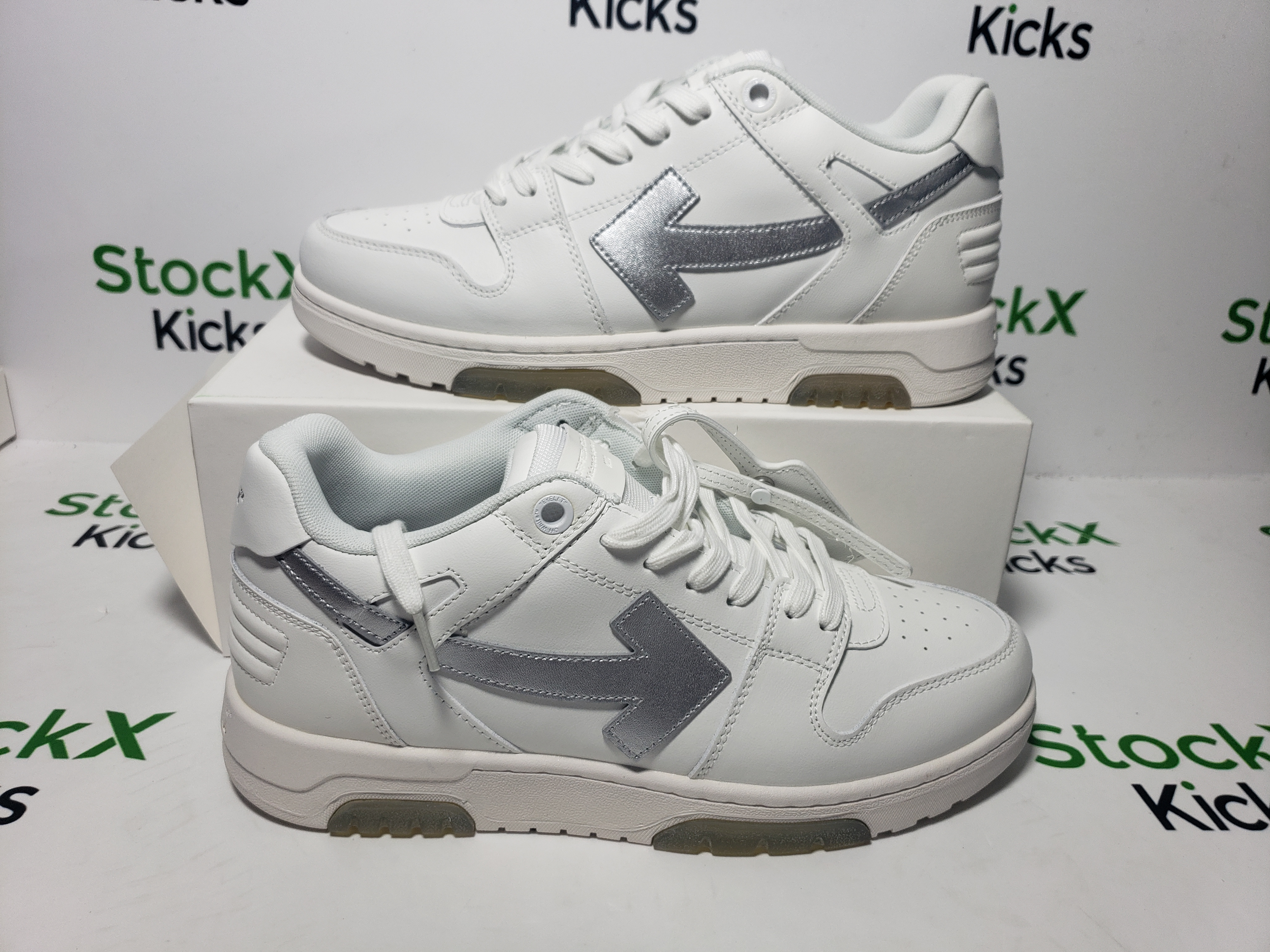 PK God Batch OFF-WHITE Out Of Office OOO Low Tops White Black White Silver H OMIA189F 23LEA009 0172 review Stockxkicks 05