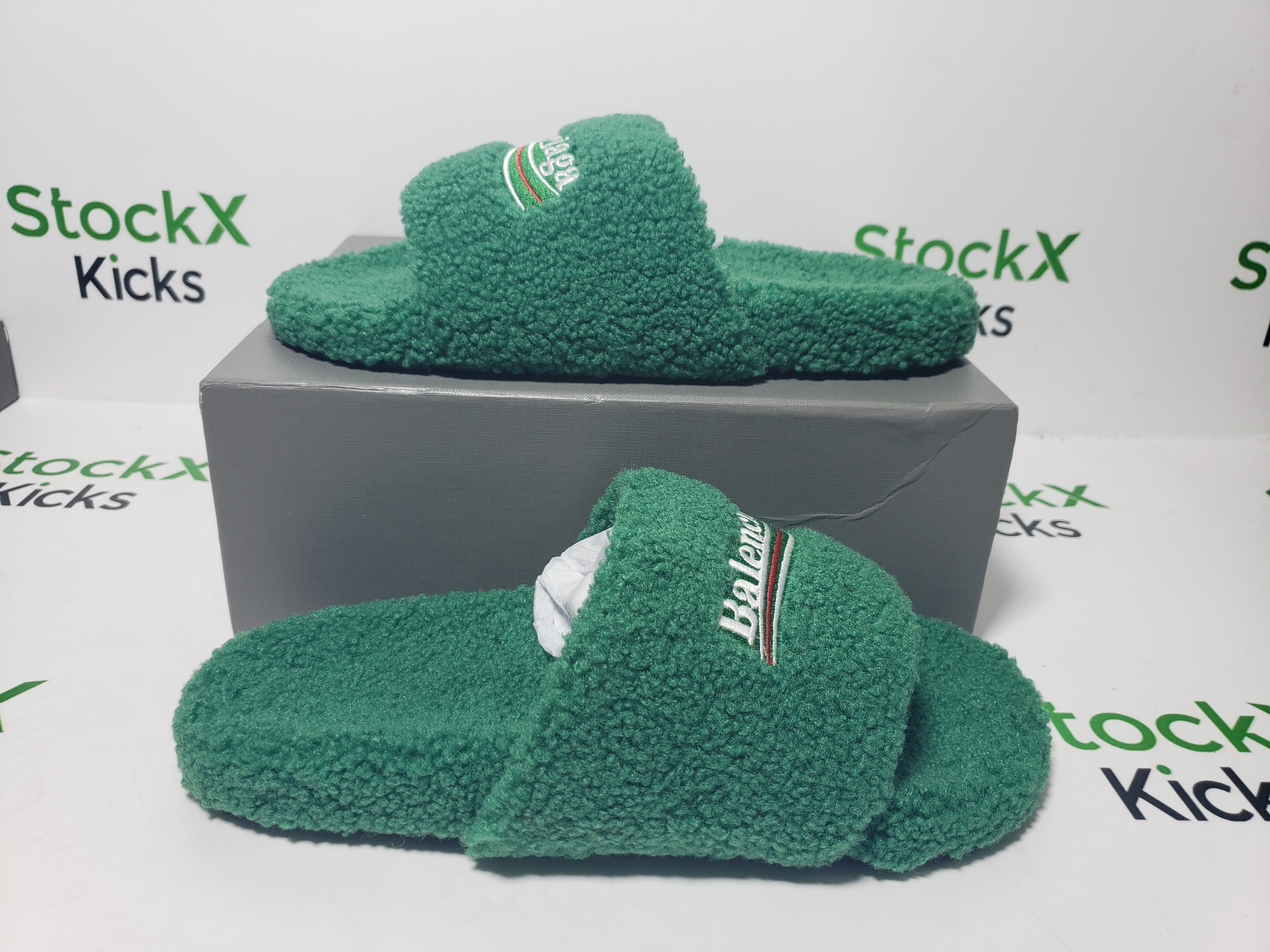 Balenciaga Furry Slide Green CK 654261W2DO13060（QC needs at least 5 days or more） review Stockxkicks 05