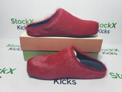 Marni Red LONG-HAIR CALFSKIN FUSSBETT SABOT Slide SBMR000600P412200B56 review Stockxkicks  05