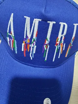 [Add One] Amiri Blue Paint Drip Trucker Hat YZ AM004 review Stockxkicks 02