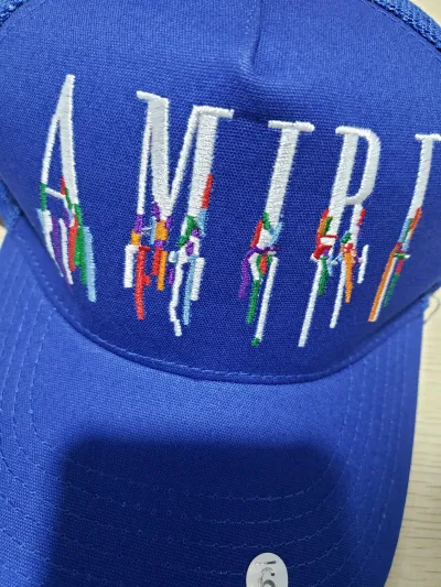 [Add One] Amiri Blue Paint Drip Trucker Hat YZ AM004 review Stockxkicks 01
