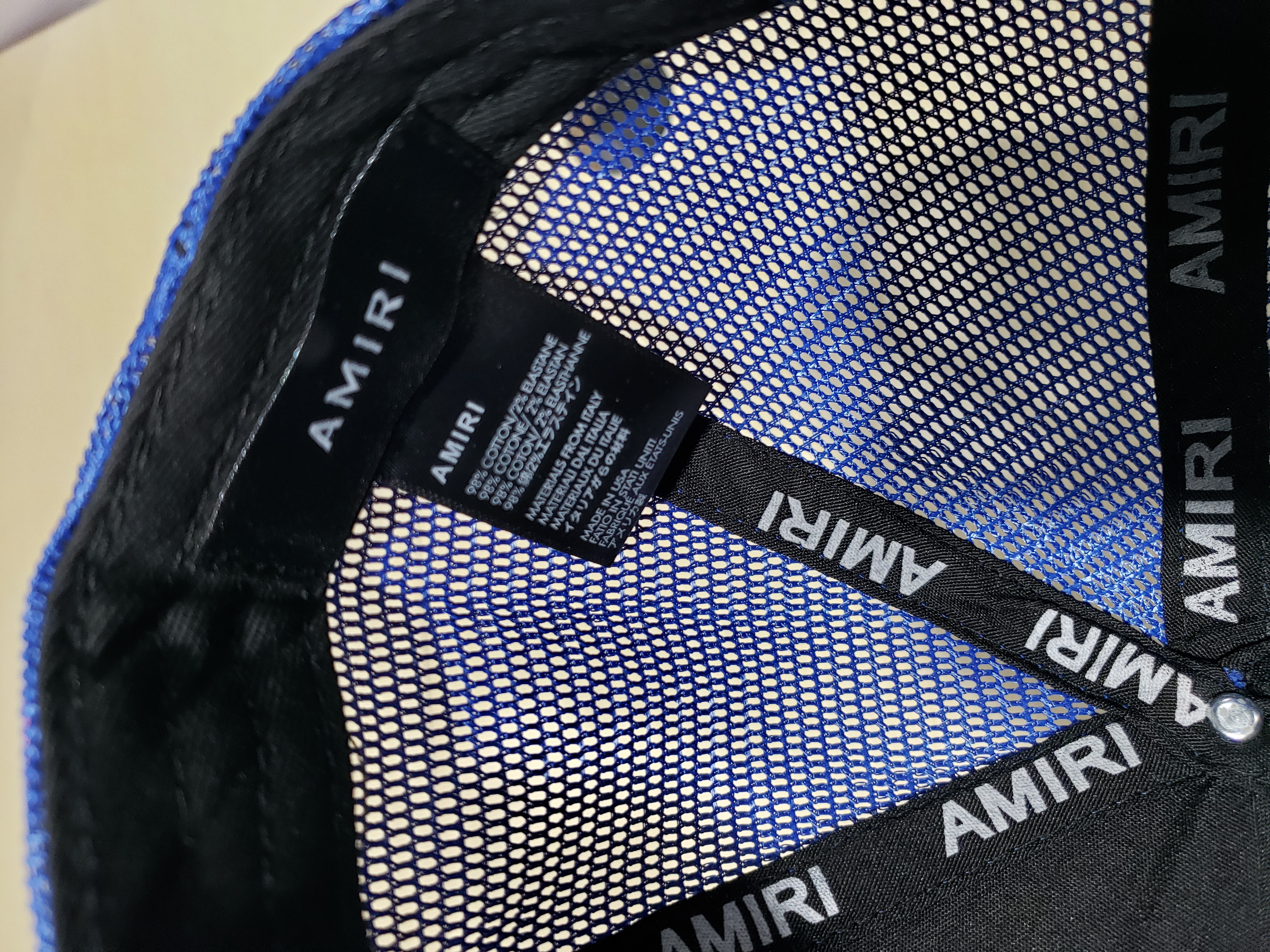 [Add One] Amiri Blue Paint Drip Trucker Hat YZ AM004 review Stockxkicks 03