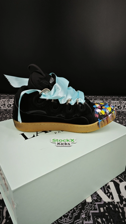 【Top PK God Batch】Lanvin Leather Curb Sneaker Gallery Dept. Black Multi PB FW-SKDK02-DRGD-P2210S1 review 