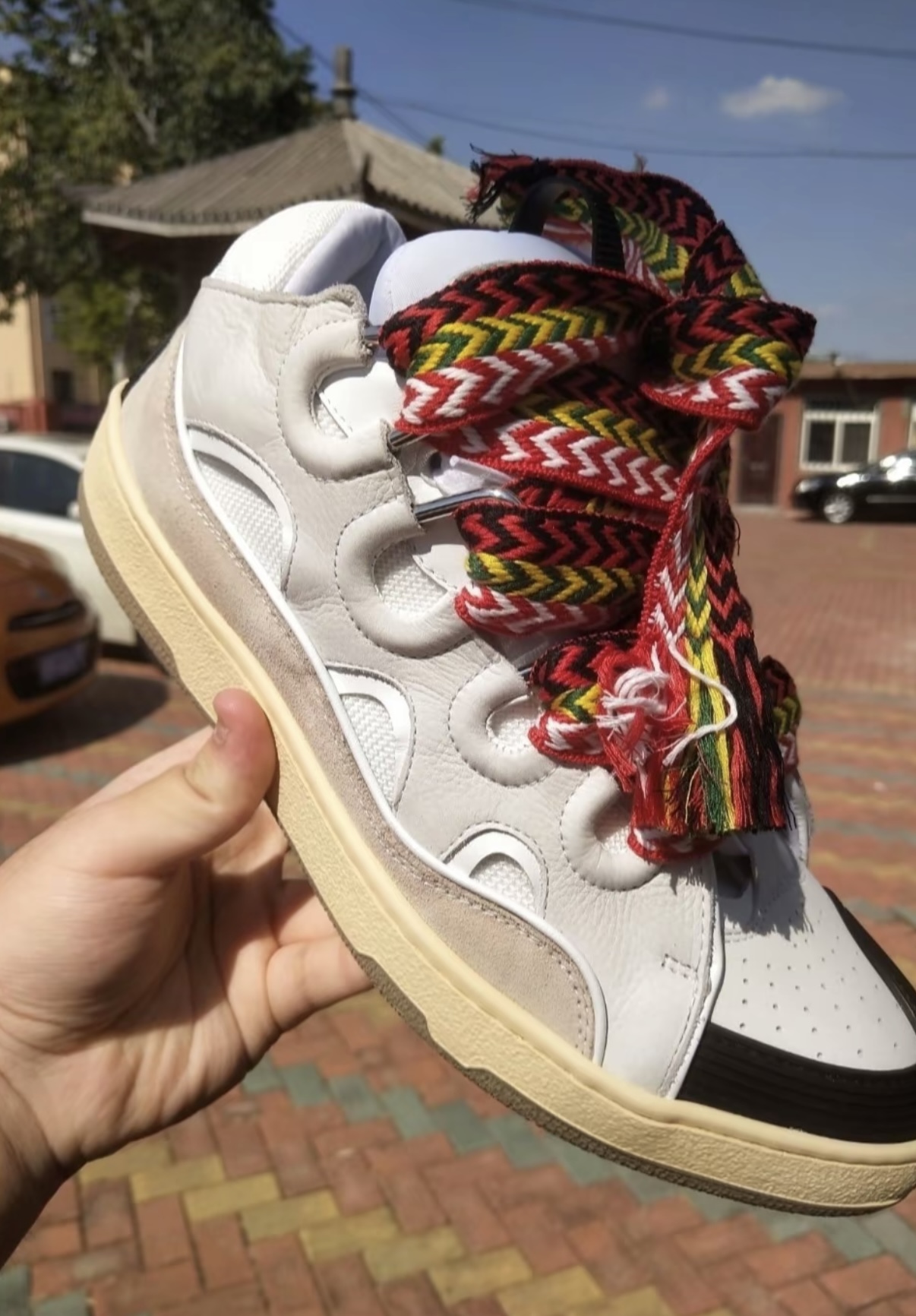 Lanvin Leather Curb White Ivory FM-SKRK11-DRAG-A2000 review Vontai OneKay