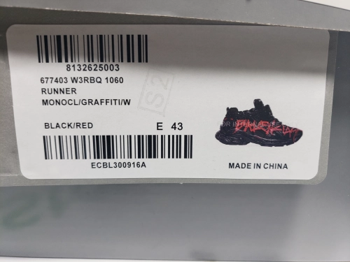 【Top PK God Batch】Balenciaga Runner Graffiti Black Red 677402 W3RB1 0102 review 