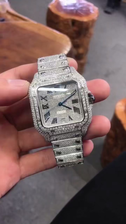 Cartier Iced Out Cartier Santos Round Baguette Diamond  review 