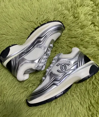 Chanel CC Logo Sneaker Black Silver review Alma Regino