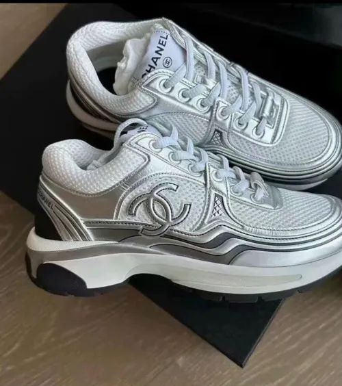 Chanel CC Logo Sneaker Black Silver review 