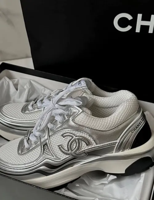 Chanel CC Logo Sneaker Black Silver review 