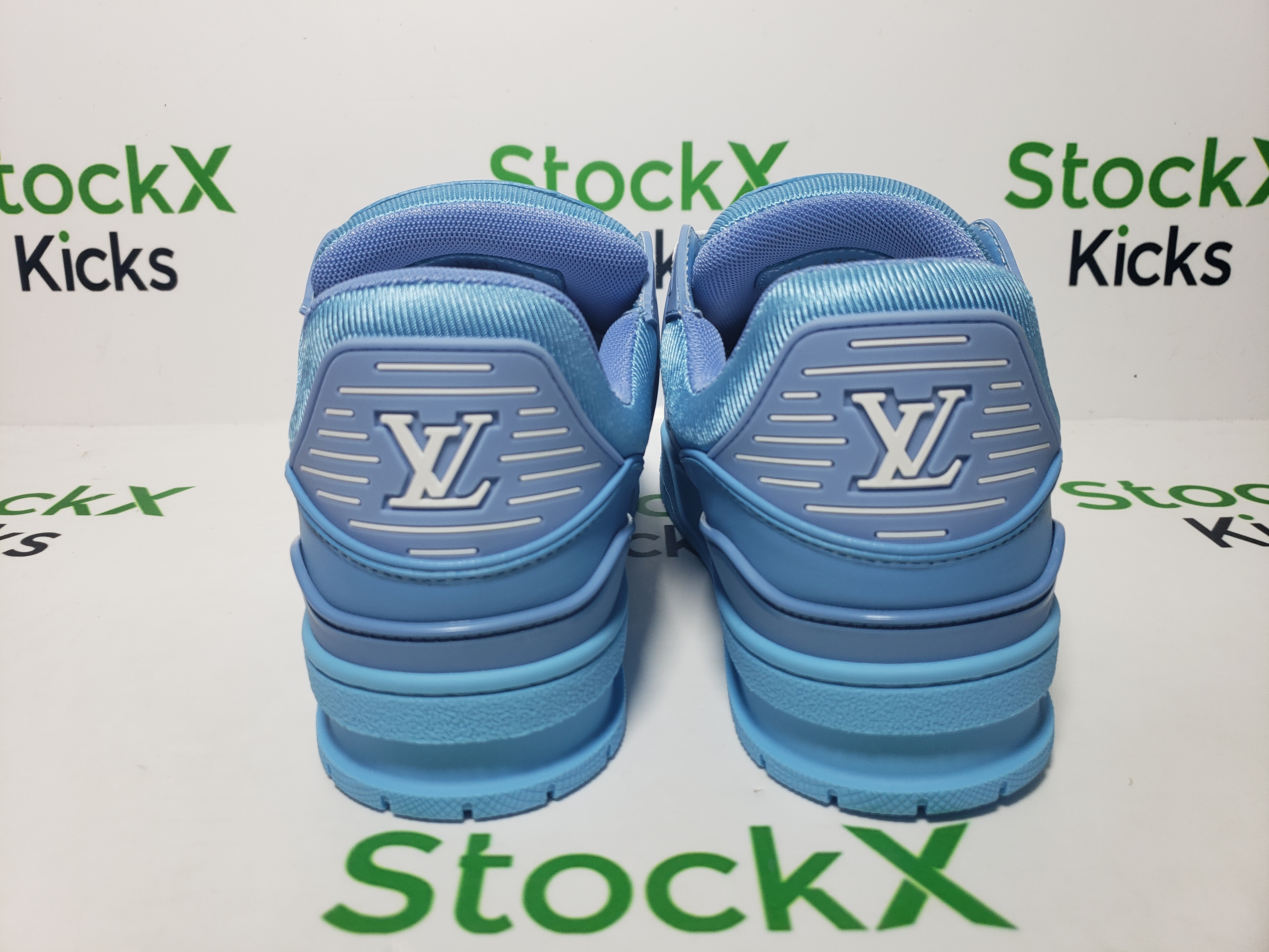 Louis Vuitton Trainer Blue Embossed Monogram 1AARFG review stockxkicks 02