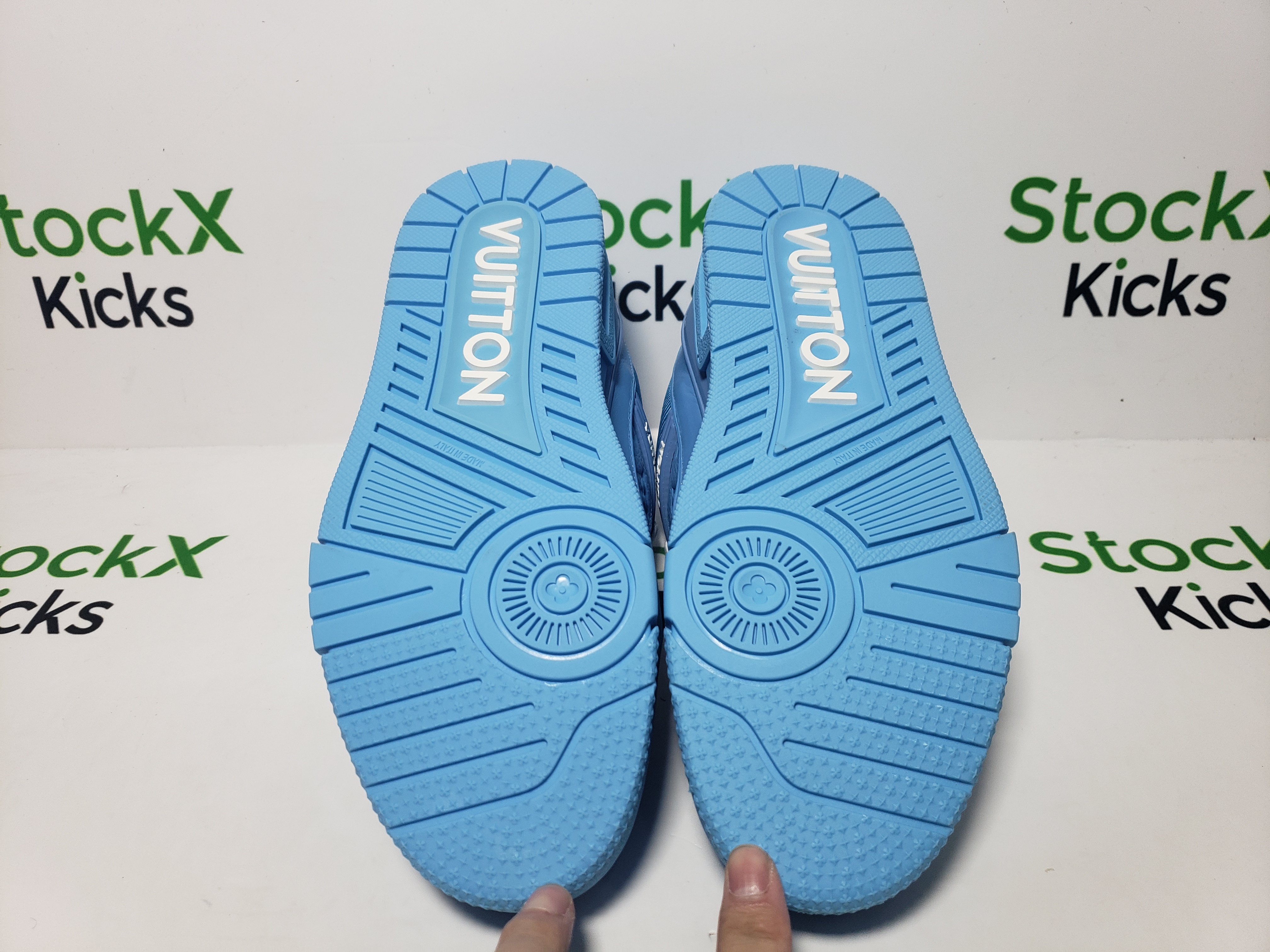 Louis Vuitton Trainer Blue Embossed Monogram 1AARFG review stockxkicks 04