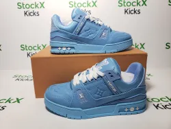 Louis Vuitton Trainer Blue Embossed Monogram 1AARFG review stockxkicks 07