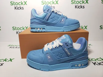 Louis Vuitton Trainer Blue Embossed Monogram 1AARFG review stockxkicks 06