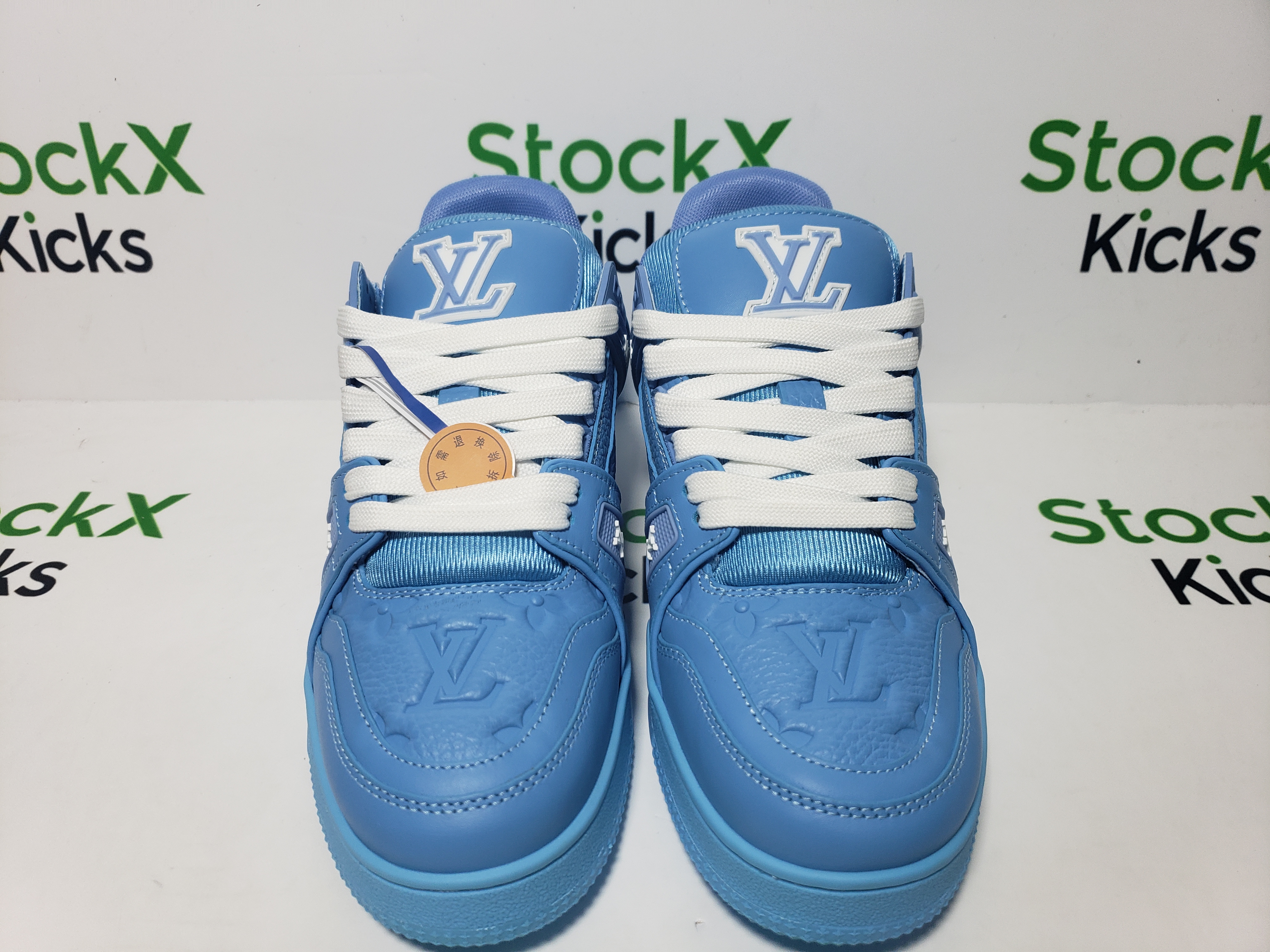 Louis Vuitton Trainer Blue Embossed Monogram 1AARFG review stockxkicks 01