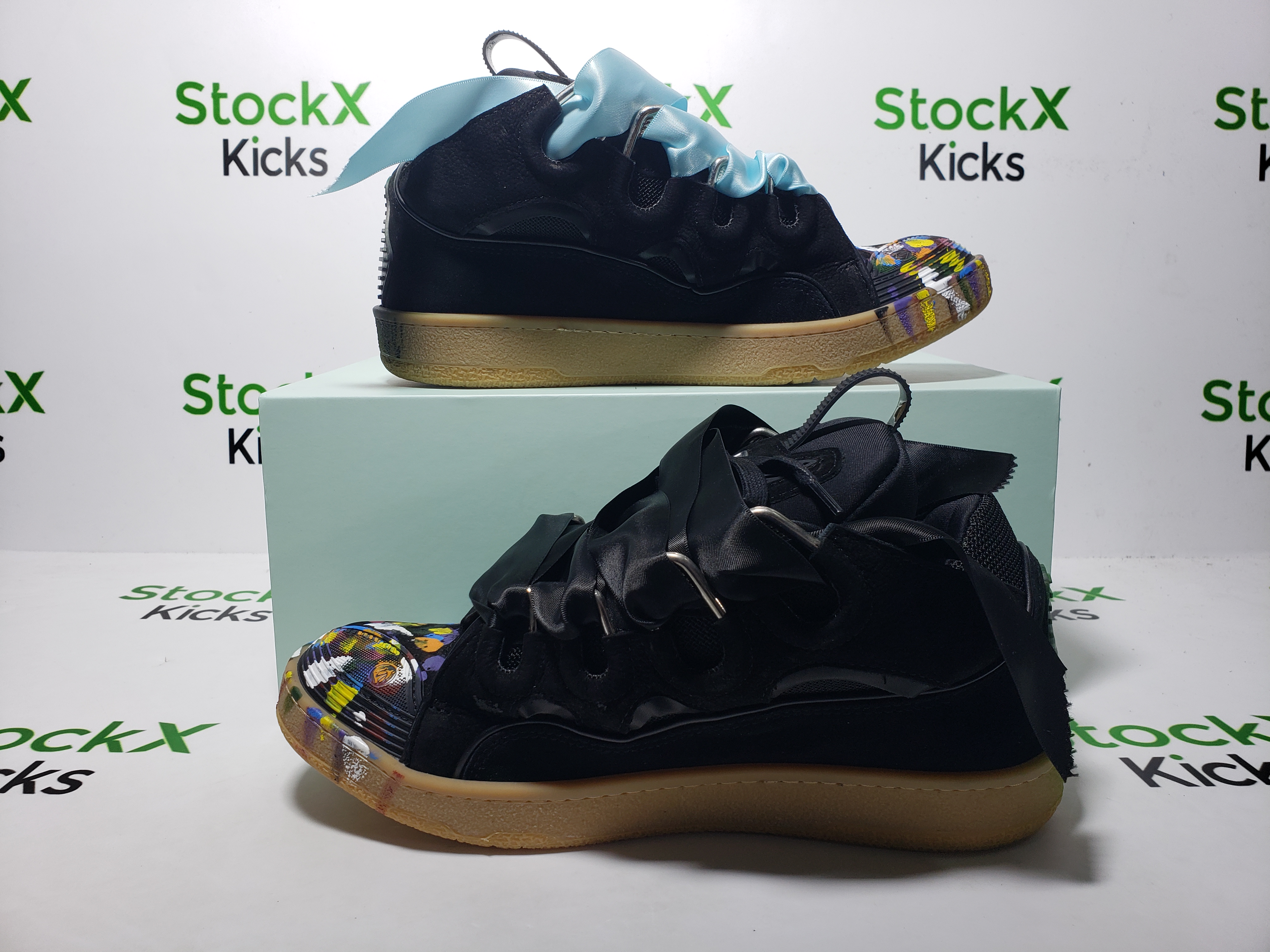 Lanvin Leather Curb Sneaker Gallery Dept. Black Multi PB FW-SKDK02-DRGD-P2210S1 review stockxkicks 06