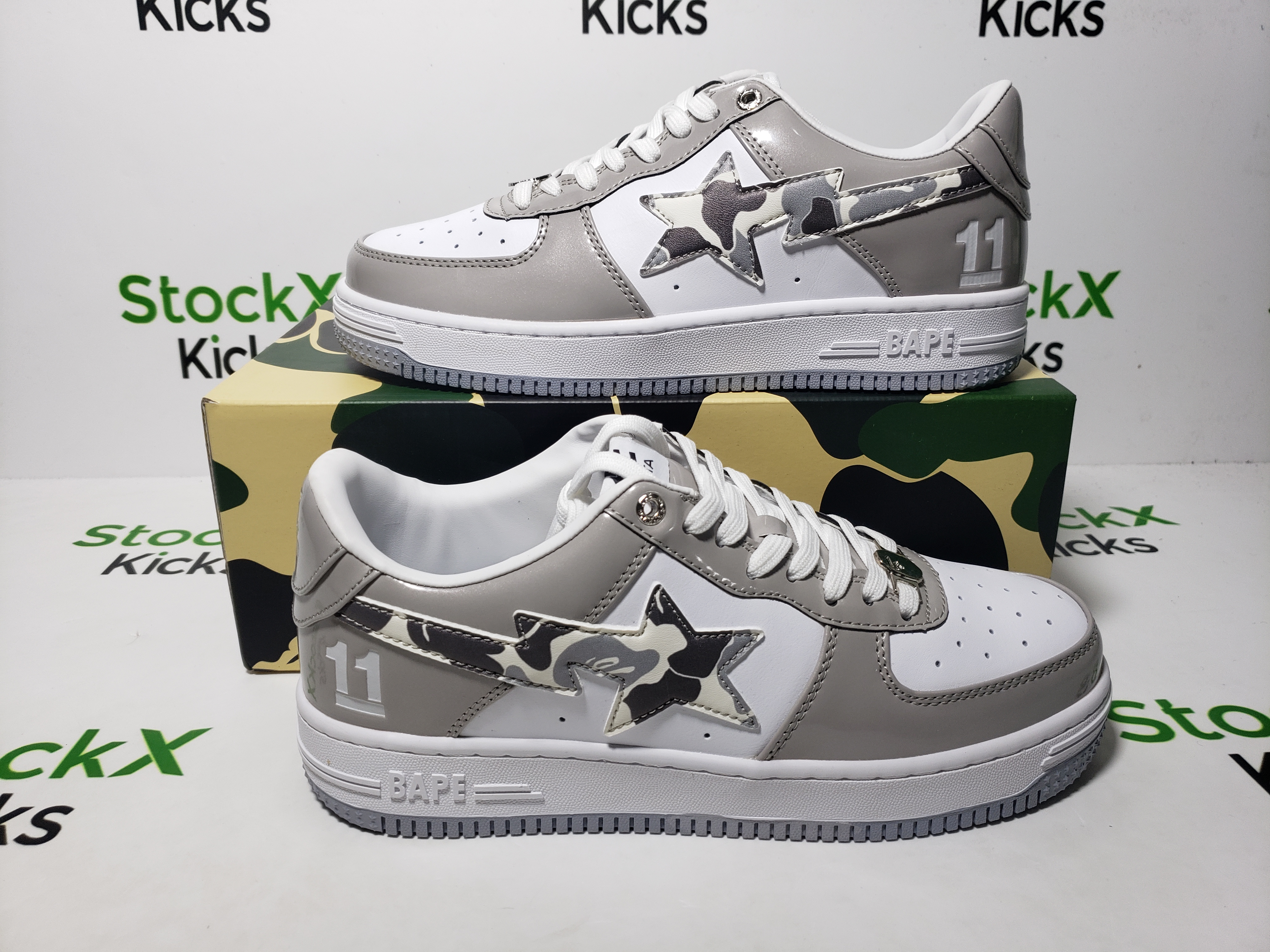 A Bathing Ape Bape Sta Low White Grey Mirror Surface review Stockxkicks 05
