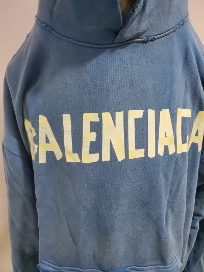 Balenciaga Tape Type Ripped Pocket Hoodie Oversized Black/Blue/Black Blue YZ 0400018953488 review Stockxkicks 02