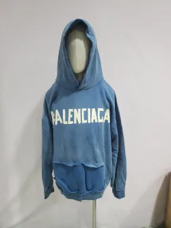 Balenciaga Tape Type Ripped Pocket Hoodie Oversized Black/Blue/Black Blue YZ 0400018953488 review Stockxkicks 02