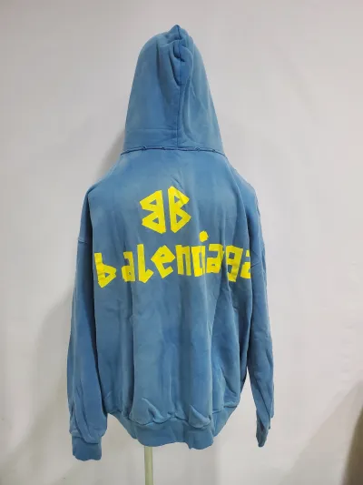 Balenciaga Tape Type Ripped Pocket Hoodie Oversized Black/Blue/Black Blue YZ 0400018953488 review Stockxkicks 05
