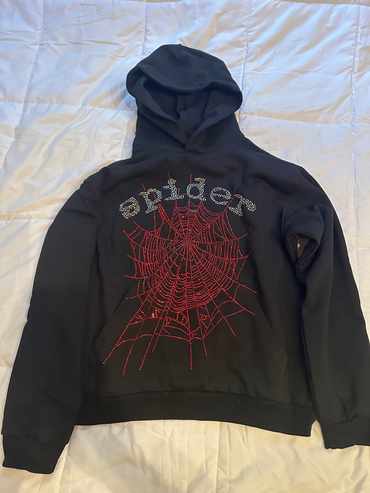 Sp5der OG Rhinestone Hoodie Black 2022 YZ EG938 review Brandon Ramos