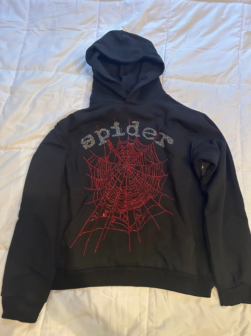 Sp5der OG Rhinestone Hoodie Black 2022 YZ EG938 review 