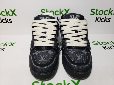 Louis Vuitton Trainer Sneaker New All Black Denim 1AHSZE review stockxkicks 01