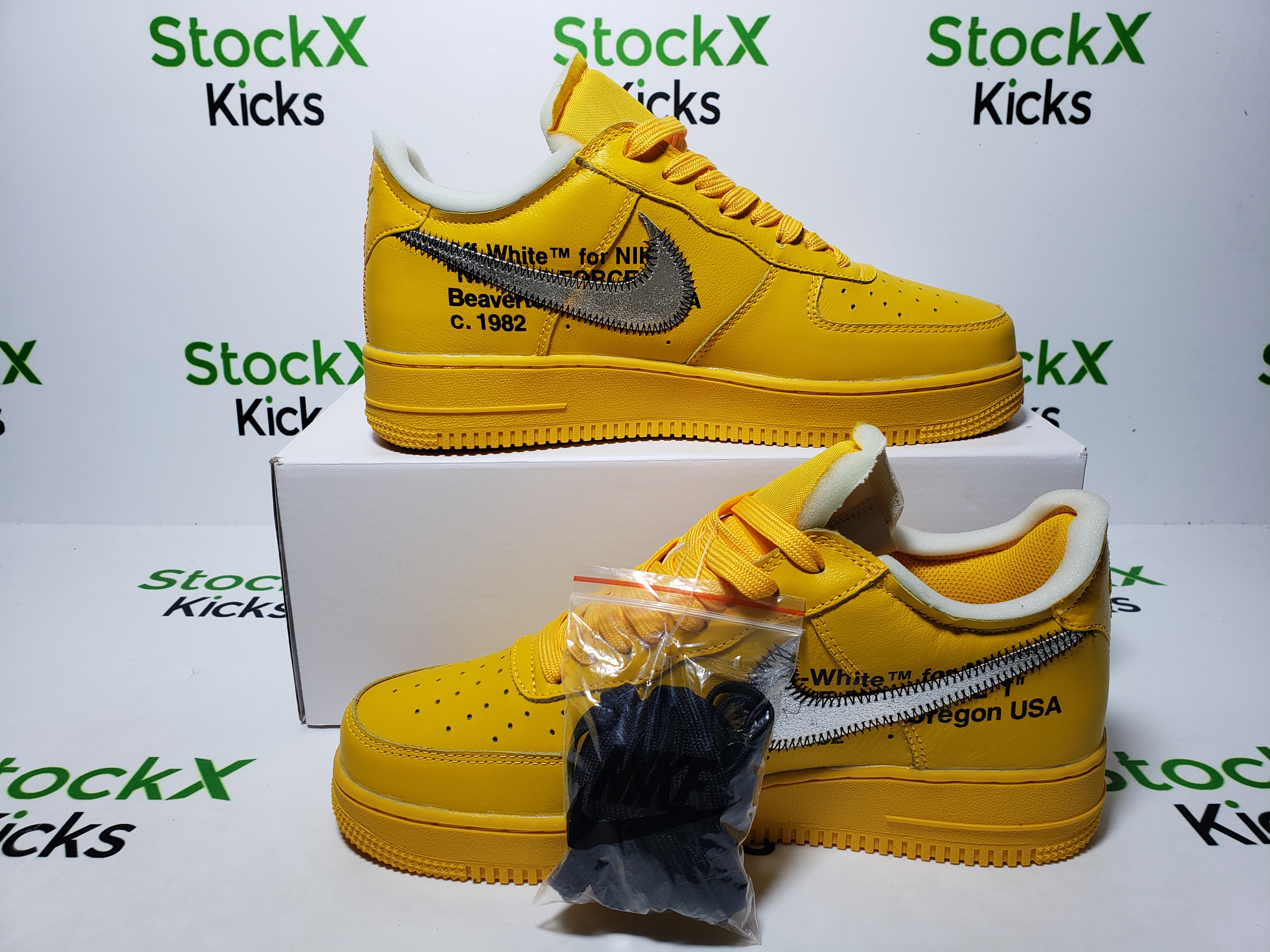 PK God Batch Nike Air Force 1 Low OFF-WHITE University Gold Metallic Silver DD1876-700 review stockxkicks 06