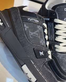 Louis Vuitton Trainer Sneaker New All Black Denim 1AHSZE review Cameron Thomas