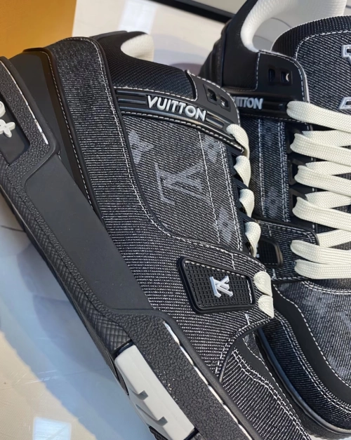 Louis Vuitton Trainer Sneaker New All Black Denim 1AHSZE review 