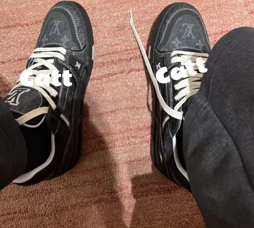 Louis Vuitton Trainer Sneaker New All Black Denim 1AHSZE review 