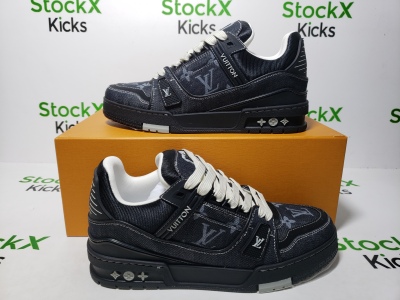 Louis Vuitton Trainer Sneaker New All Black Denim 1AHSZE review Stockxkicks 05