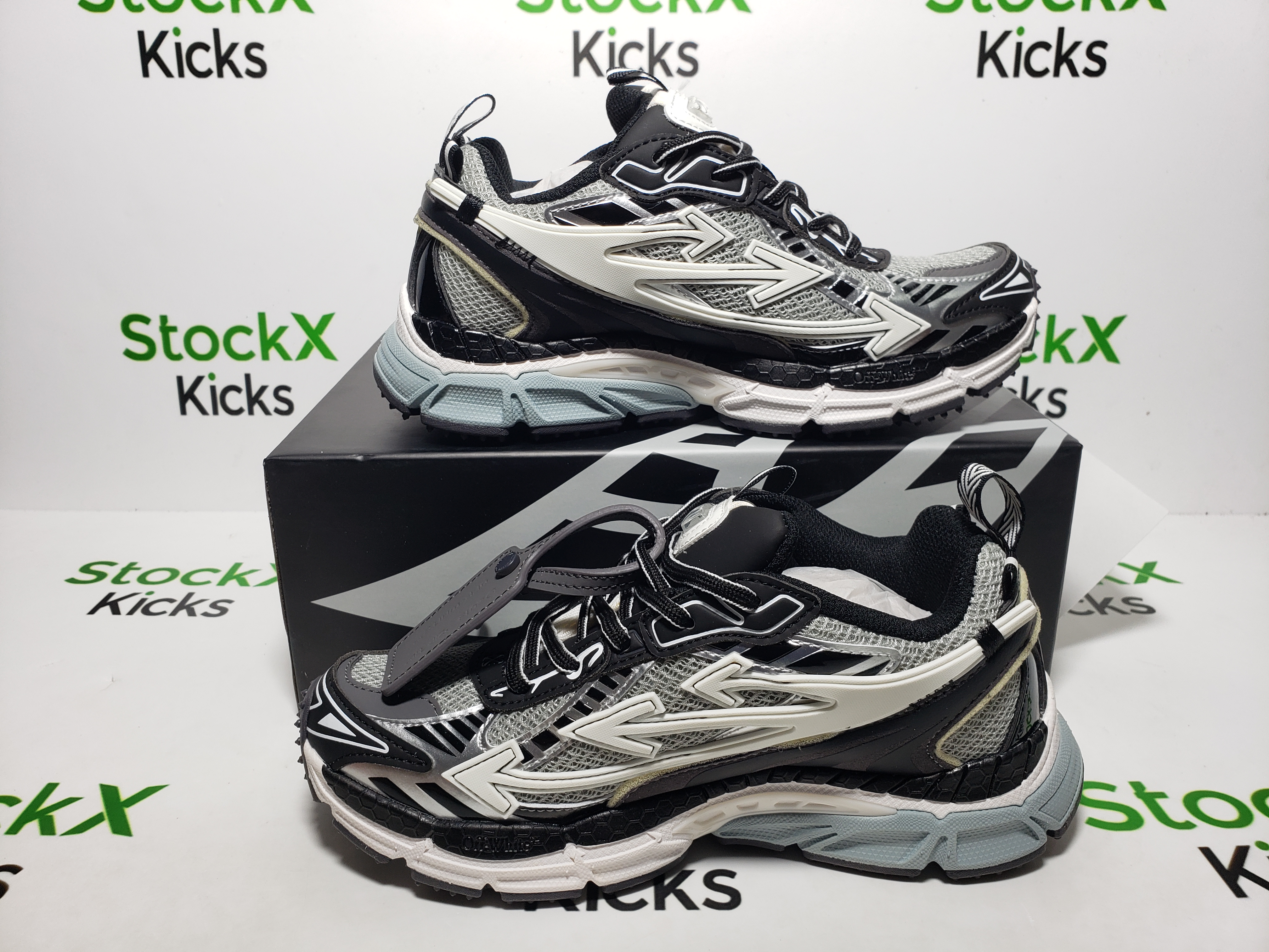 Off White Be Right Back Sneakers Blue Silver white OIIA295F24 FAB00 10001 review Stockxkicks 06