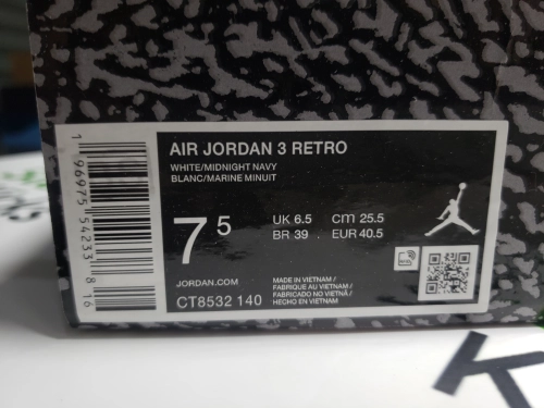 PK God Batch Air Jordan 3 Retro Midnight Navy CT8532-140 review 
